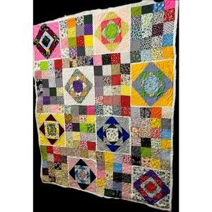 Handmade Vintage inspired Patchwork Throw Quilt